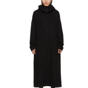 Regulation Yohji Yamamoto Black Slit Hoodie Dress